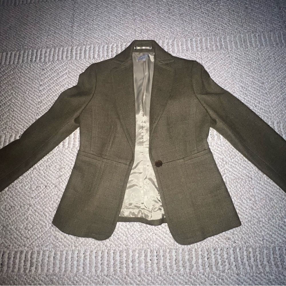 Ann Taylor Olive Green Wool Blazer - Sz 2 - Picture 10 of 16